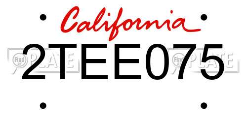 2TEE075 California License Plate