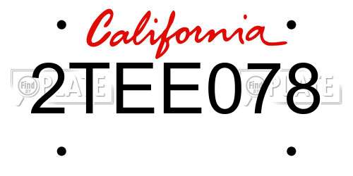 2TEE078 California License Plate