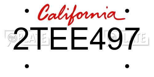 2TEE497 California License Plate