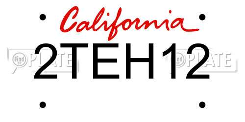 2TEH12 California License Plate