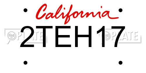 2TEH17 California License Plate