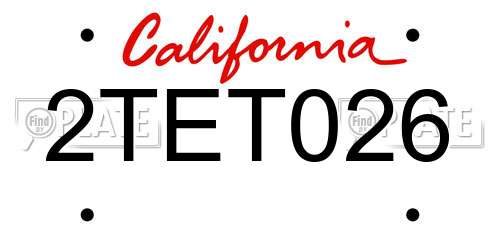 2TET026 California License Plate