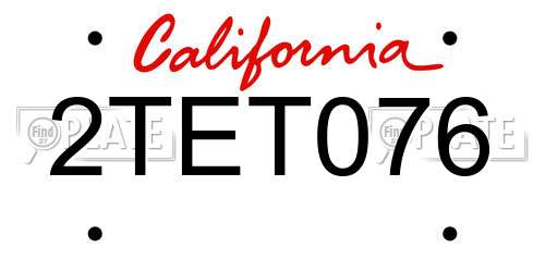 2TET076 California License Plate