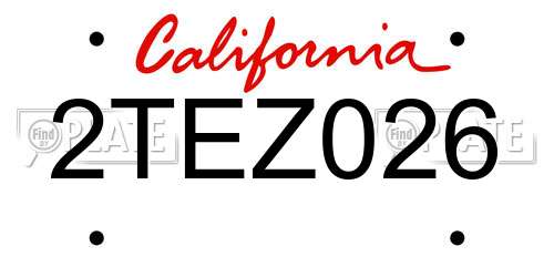 2TEZ026 California License Plate