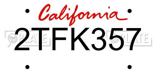 2TFK357 California License Plate