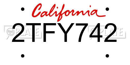 2TFY742 California License Plate