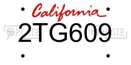 2TG609 California License Plate