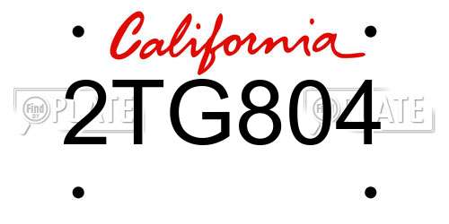 2TG804 California License Plate