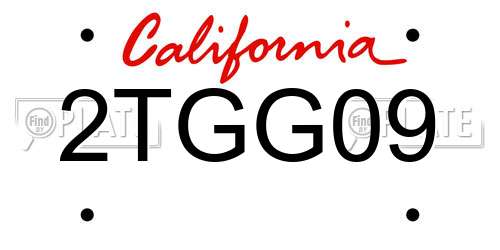 2TGG09 California License Plate