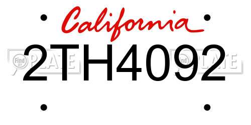 2TH4092 California License Plate