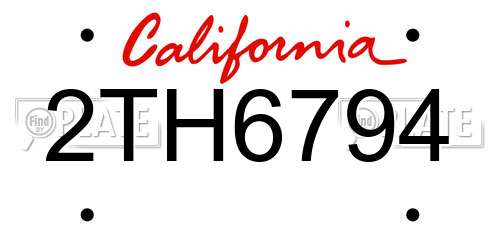 2TH6794 California License Plate