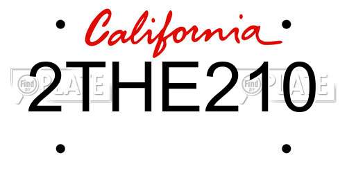 2THE210 California License Plate