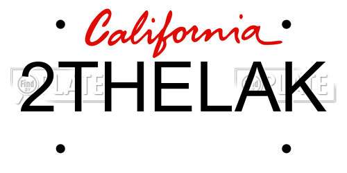 2THELAK California License Plate
