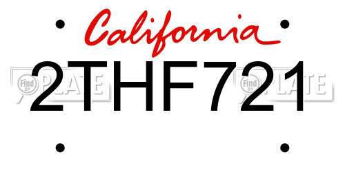 2THF721 California License Plate