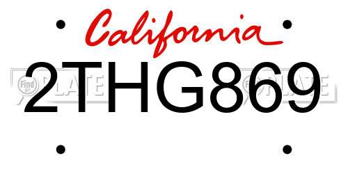 2THG869 California License Plate