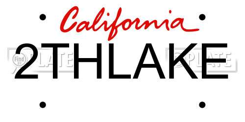 2THLAKE California License Plate