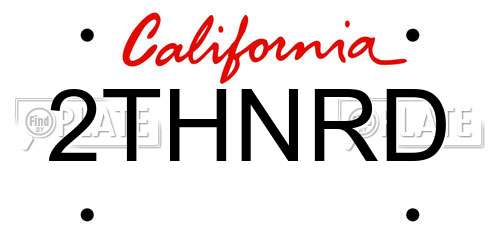 2THNRD California License Plate
