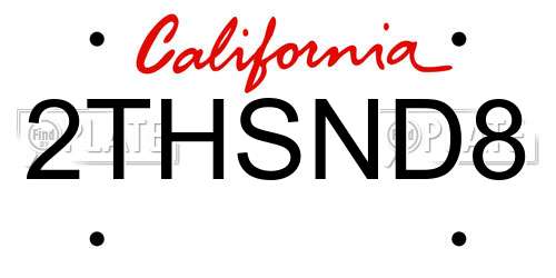 2THSND8 California License Plate