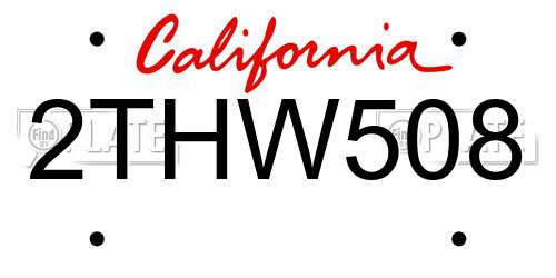 2THW508 California License Plate