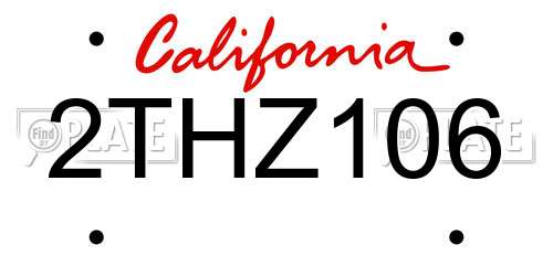 2THZ106 California License Plate