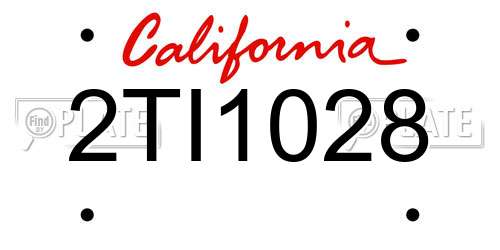 2TI1028 California License Plate