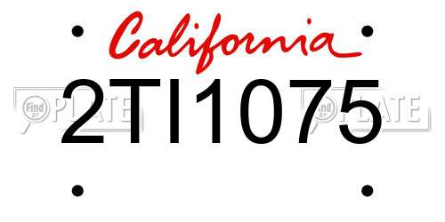 2TI1075 California License Plate