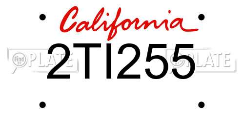 2TI255 California License Plate