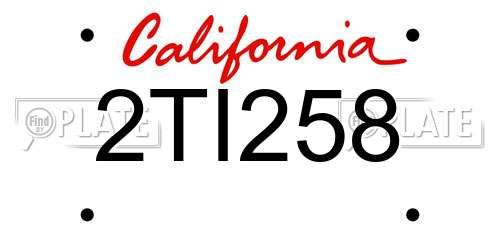 2TI258 California License Plate