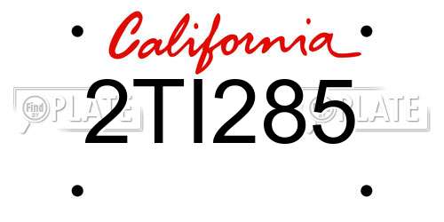 2TI285 California License Plate