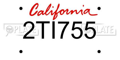 2TI755 California License Plate