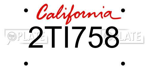 2TI758 California License Plate