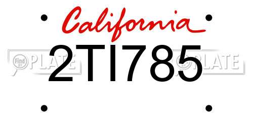 2TI785 California License Plate