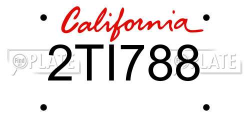 2TI788 California License Plate