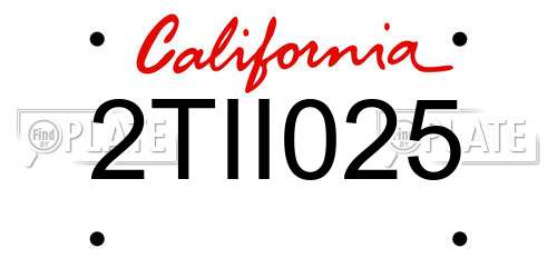 2TII025 California License Plate