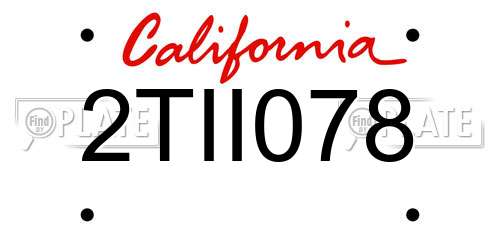 2TII078 California License Plate