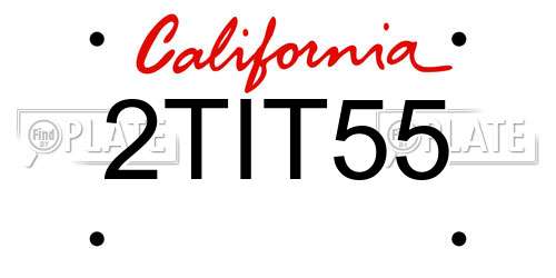 2TIT55 California License Plate