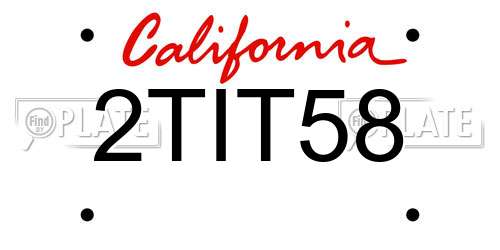 2TIT58 California License Plate