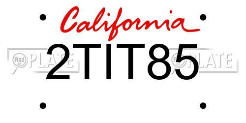 2TIT85 California License Plate