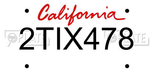 2TIX478 California License Plate