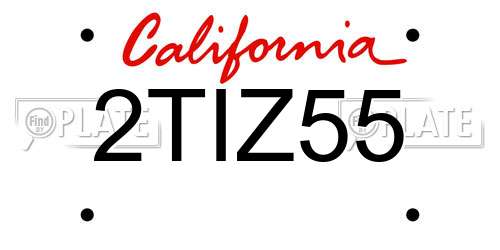 2TIZ55 California License Plate
