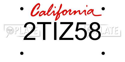 2TIZ58 California License Plate