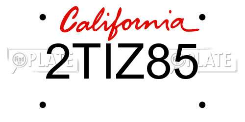 2TIZ85 California License Plate