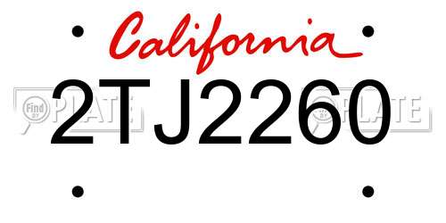 2TJ2260 California License Plate