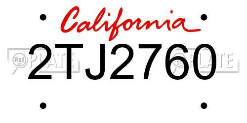2TJ2760 California License Plate