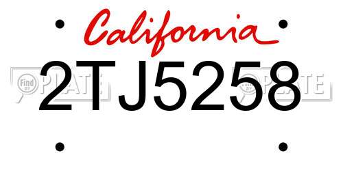 2TJ5258 California License Plate