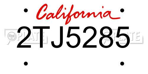 2TJ5285 California License Plate