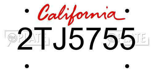 2TJ5755 California License Plate