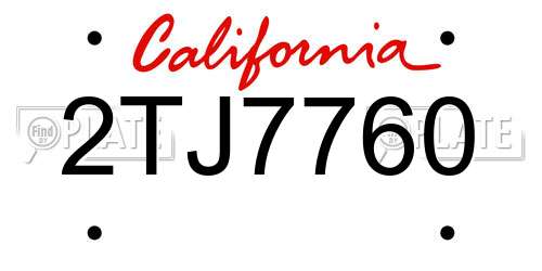 2TJ7760 California License Plate
