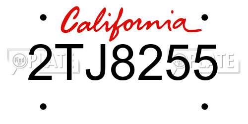 2TJ8255 California License Plate