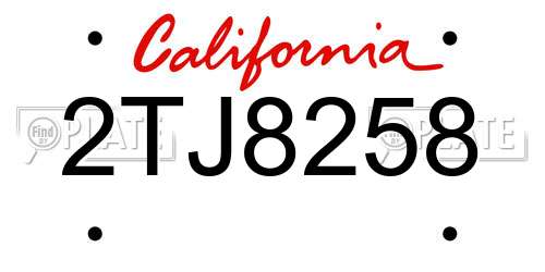 2TJ8258 California License Plate